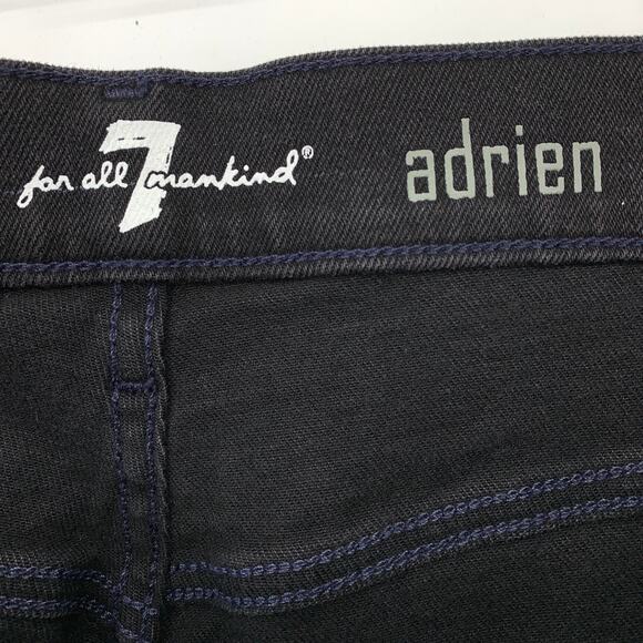 7 For All Mankind Adrien Jeans Mens Size 31 X 33 Black Washed Denim Side Stripe - Picture 6 of 7